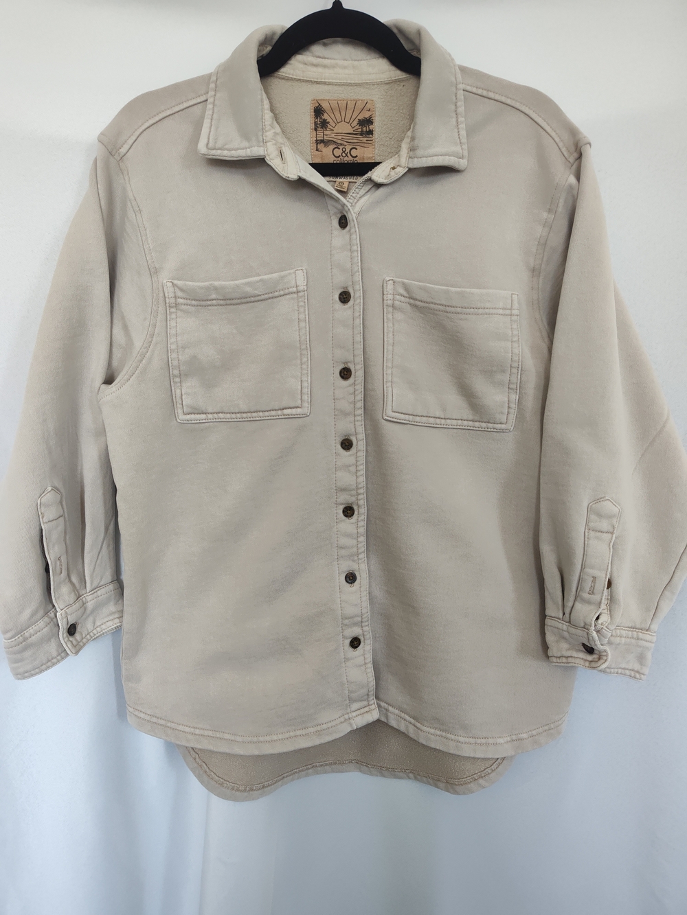 C&C California Martina Sun Washed Fleece Button-Up Shacket Women's Size M
